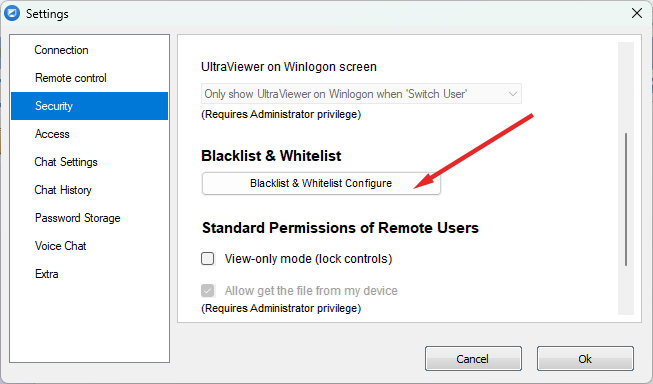 Blacklist - Whitelist Configuration