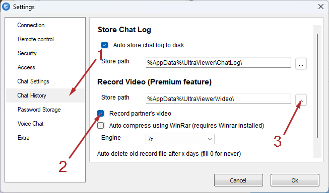 UltraViewer Settings Record Video