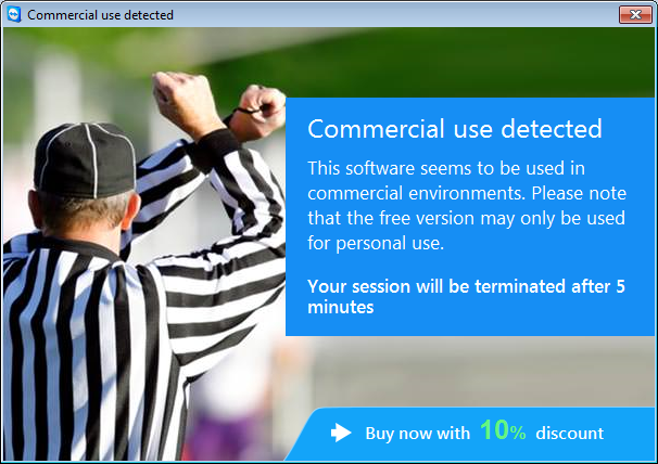 TeamViewer commercial use detected