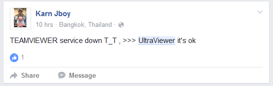 1 vị khách Thái Lan chia sẻ UltraViewer tới mọi người